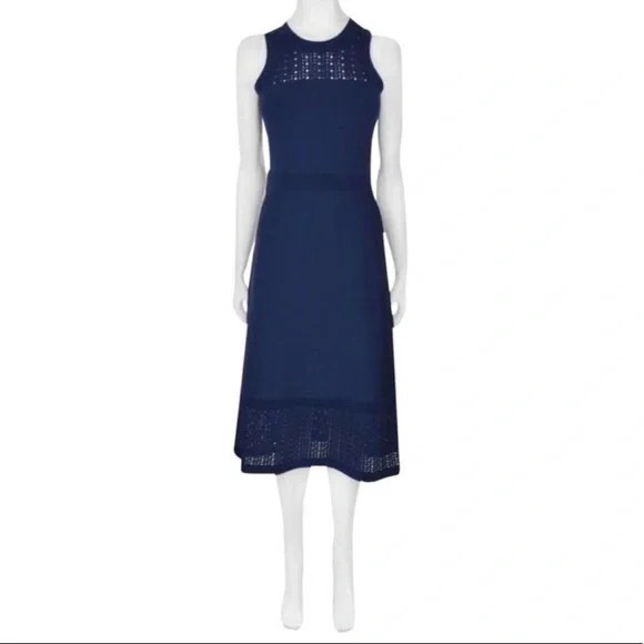 MK Michael Michael Kors sleeveless midi knit navy dress - Picture 1 of 7